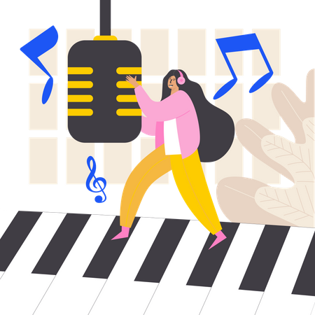 Woman singing song  Illustration