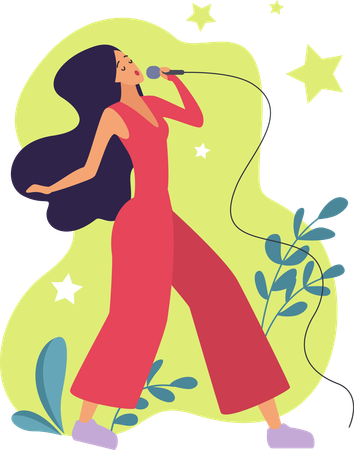 Woman singing song  Illustration