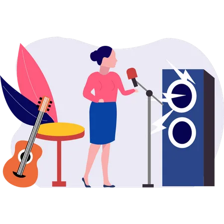 Woman singing song  Illustration