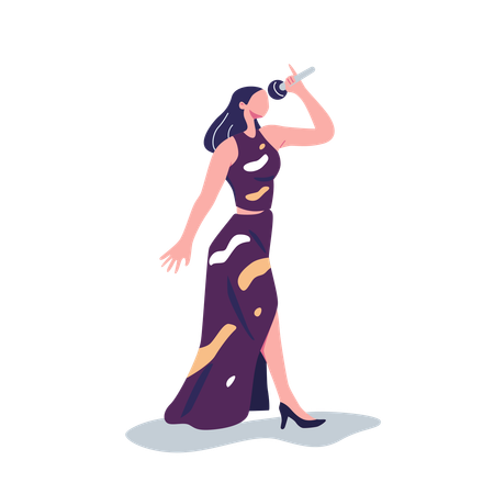 Woman Singing Song  Illustration