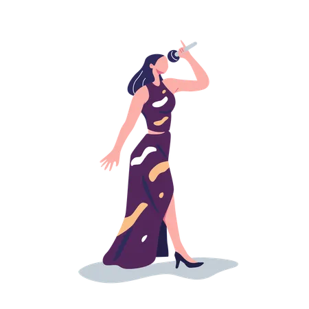 Woman Singing Song  Illustration