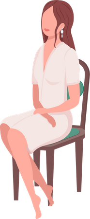 Woman sits on chair Illustration