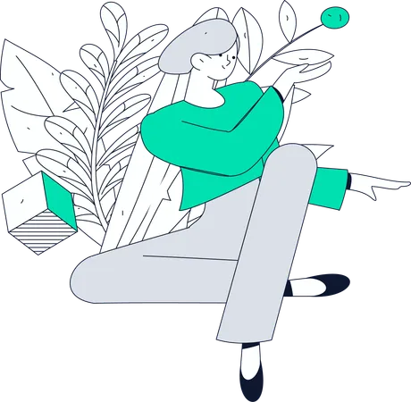 Woman sittiing in joy  Illustration