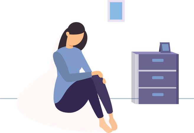 Woman Sitting Alone  Illustration