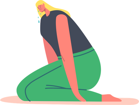 Woman sitting and crying Illustration