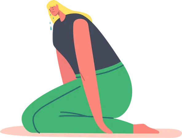 Woman sitting and crying Illustration