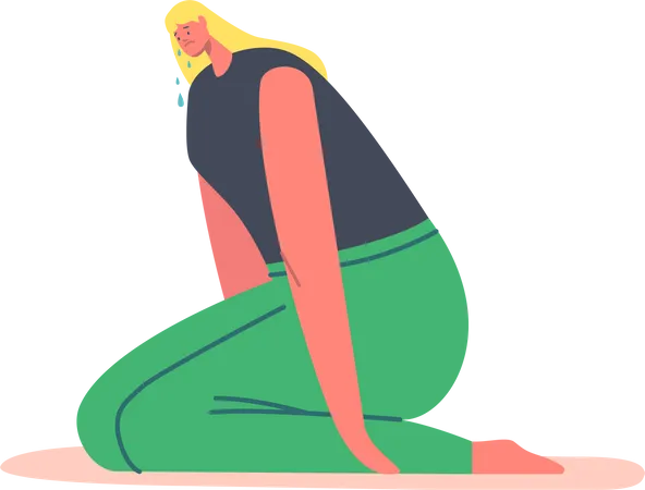 Woman sitting and crying  Illustration