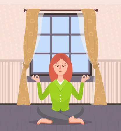 Woman sitting and doing yoga  Illustration