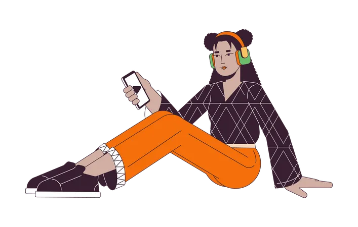 Woman sitting and listening to music  Illustration