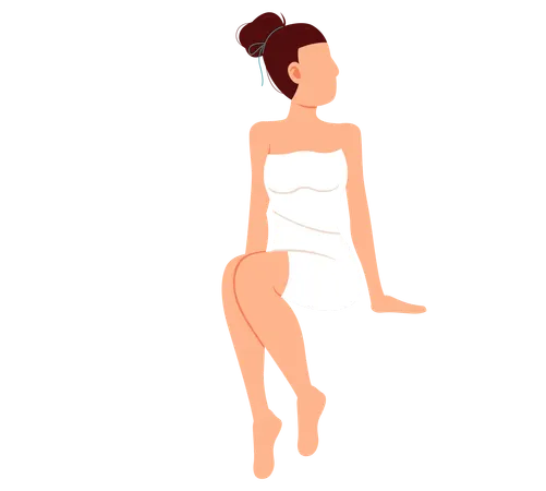 Woman sitting and relaxing in sauna  Illustration
