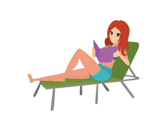 Woman sitting at beach  Illustration