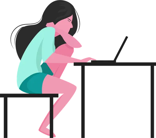 Woman sitting at home with laptop  Illustration