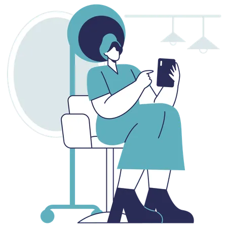Woman sitting at salon  Illustration
