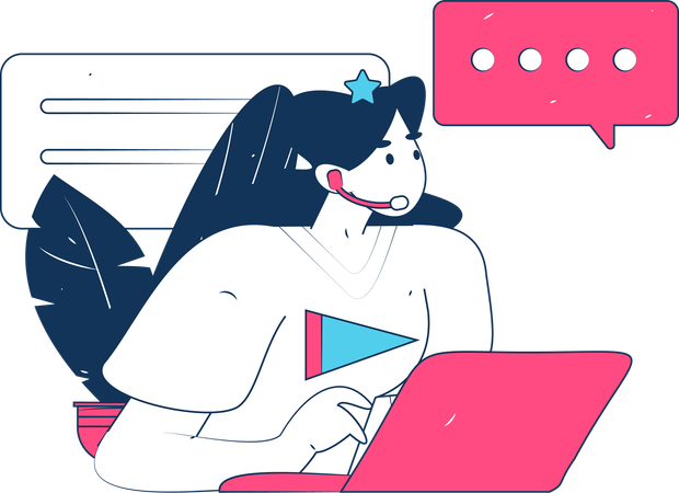 Woman sitting for Customer support time  Illustration