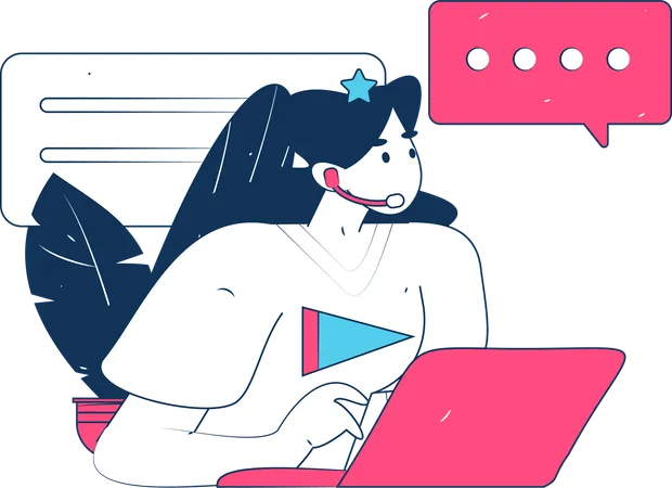 Woman sitting for Customer support time  Illustration