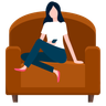 illustrations for woman sitting in armchair