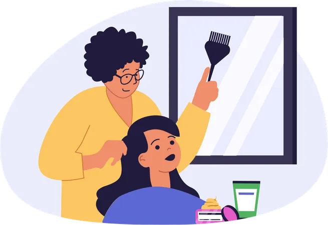 Woman sitting in beauty saloon  Illustration