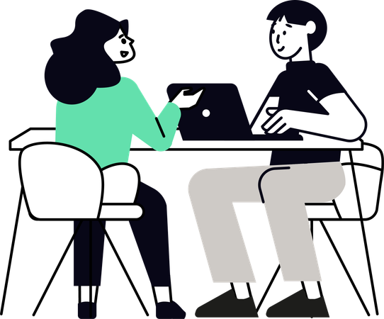 Woman sitting in job interview  Illustration
