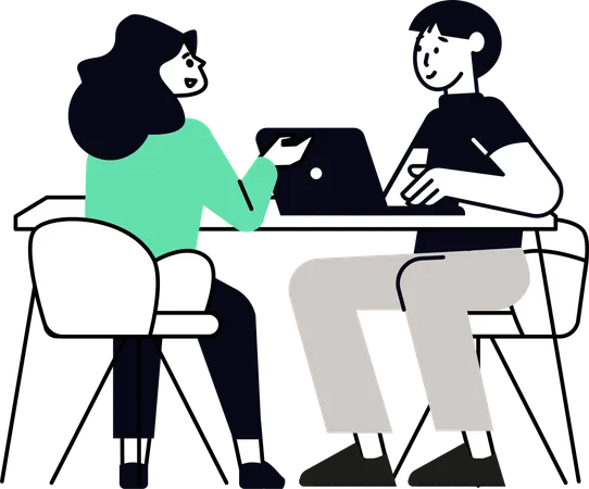 Woman sitting in job interview  Illustration