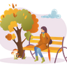 woman sitting in park illustration free download