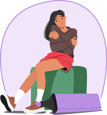 Woman Sitting in personal zone  イラスト