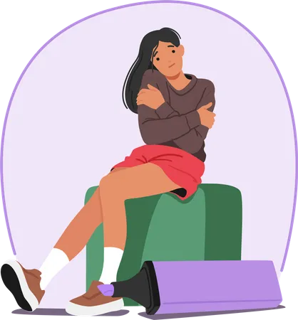 Woman Sitting in personal zone  Illustration
