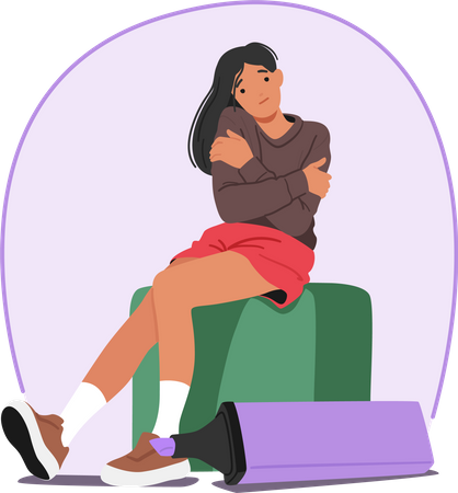 Woman Sitting in personal zone  Illustration