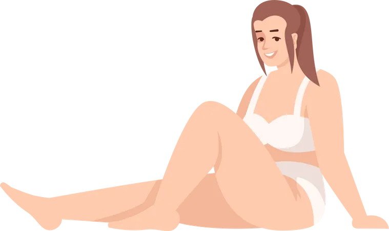 Woman sitting in swimsuit  イラスト