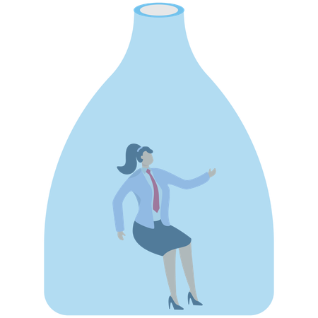Woman Sitting inside pharmacy bottle  Illustration