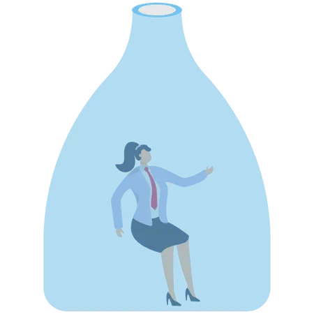 Woman Sitting inside pharmacy bottle  Illustration