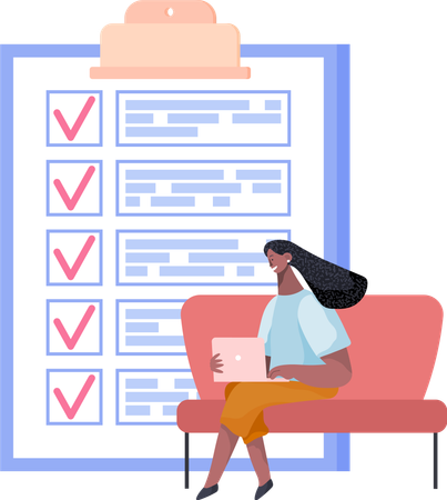 Woman sitting near to do list  Illustration