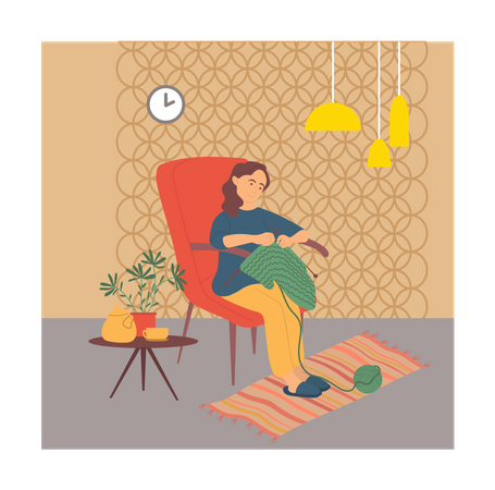 Woman sitting on armchair Illustration