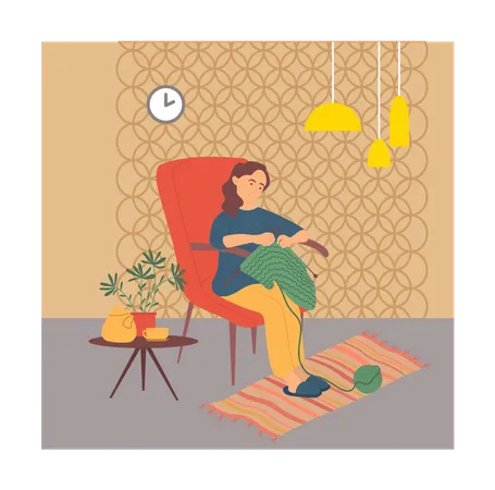Woman sitting on armchair Illustration