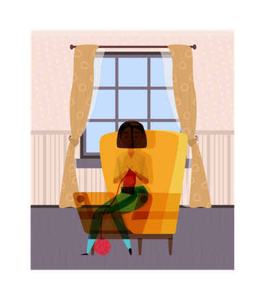 Woman sitting on armchair  Illustration