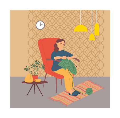 Woman sitting on armchair  Illustration