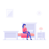 illustration for sitting on bed