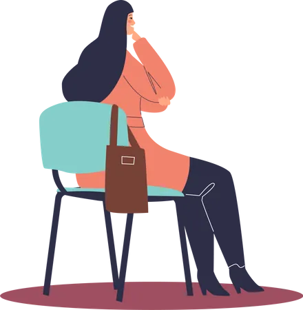 Woman sitting on chair Illustration