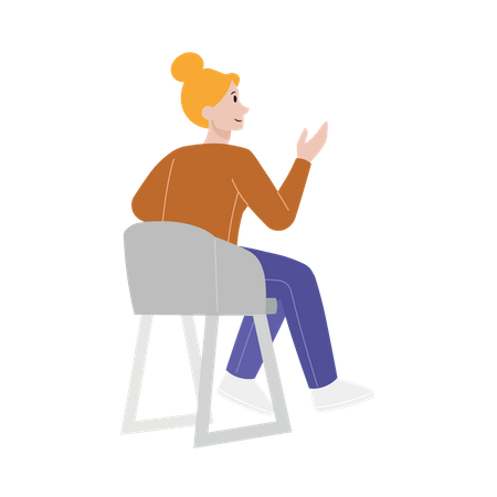 Woman sitting on chair and talking Illustration