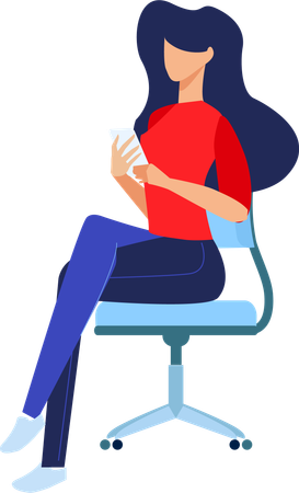 Woman sitting on chair and using mobile  Illustration