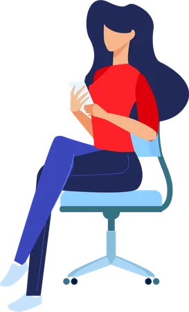 Woman sitting on chair and using mobile  Illustration