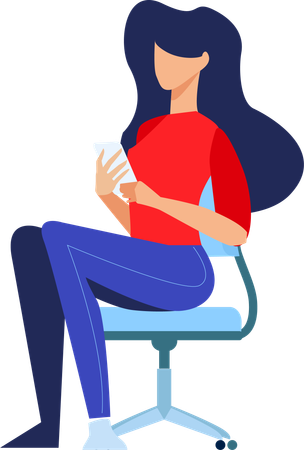 Woman sitting on chair and using phone  Illustration