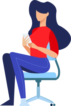 Woman sitting on chair and using phone  Illustration