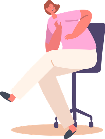 Woman sitting on chair protecting herself from beating Illustration