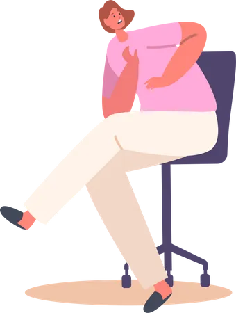 Woman sitting on chair protecting herself from beating Illustration
