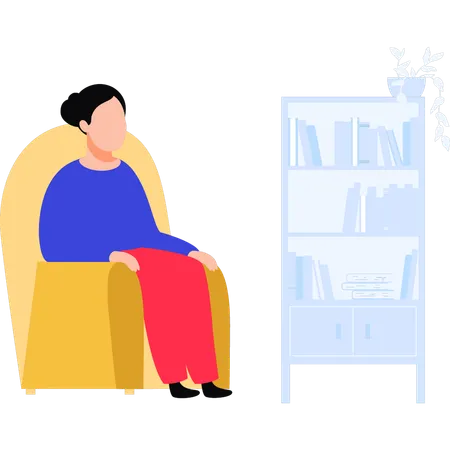 Woman sitting on couch  Illustration