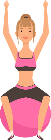 Woman sitting on gym ball Illustration