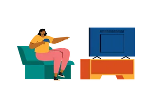 Woman Sitting on Sofa and Playing Video Game