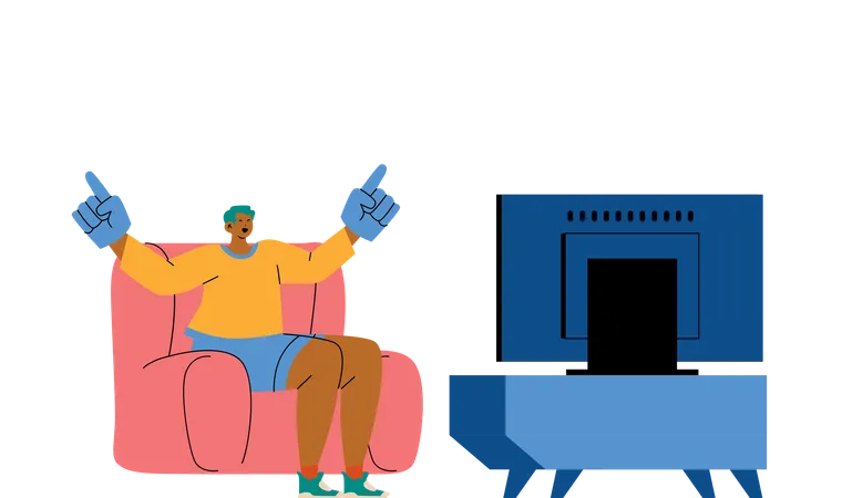 Woman Sitting on Sofa and Watching Movie  Illustration