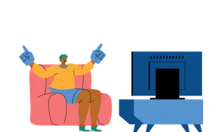 Woman Sitting on Sofa and Watching Movie