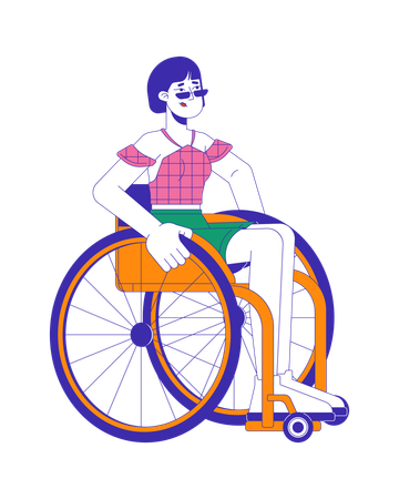 Woman sitting on wheelchair  Illustration